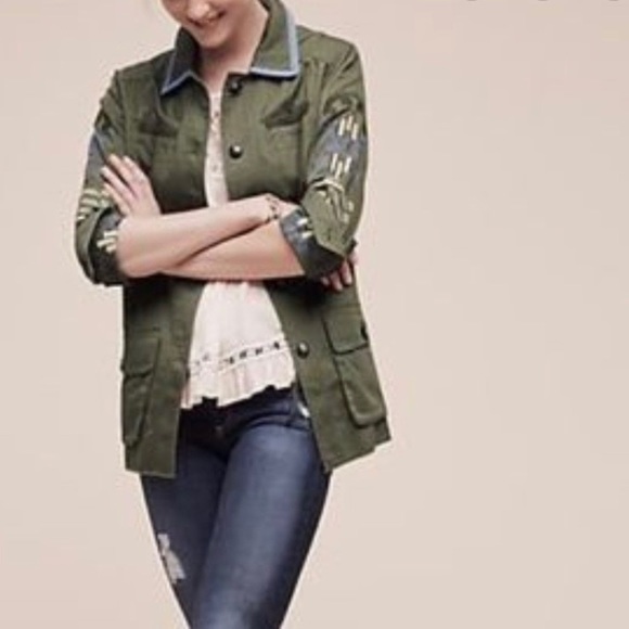 Anthropologie Green Embroidered Utility Jacket, XS - Picture 9 of 9